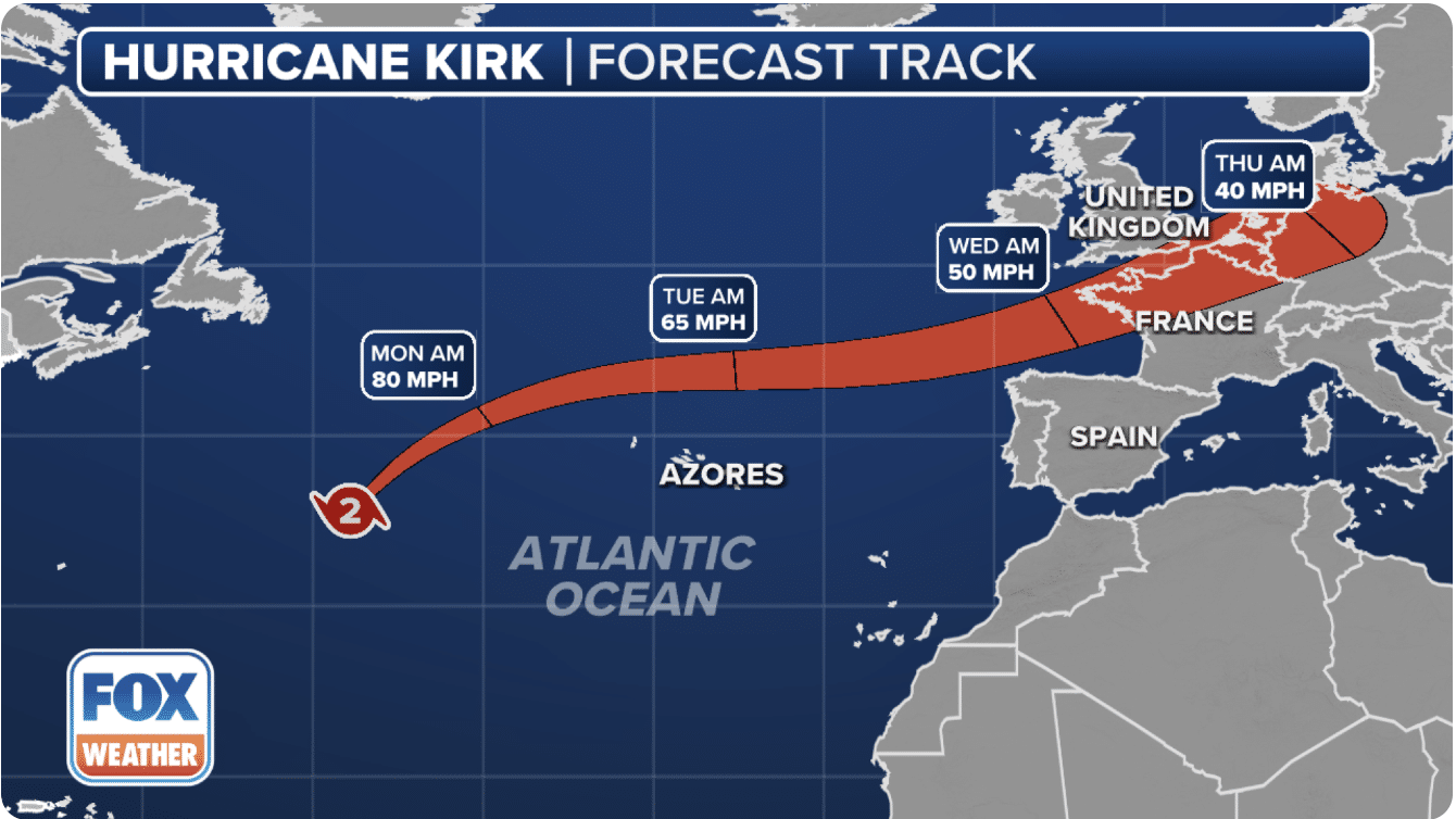 DEVELOPING: Powerful Hurricane Kirk on path to impact Europe